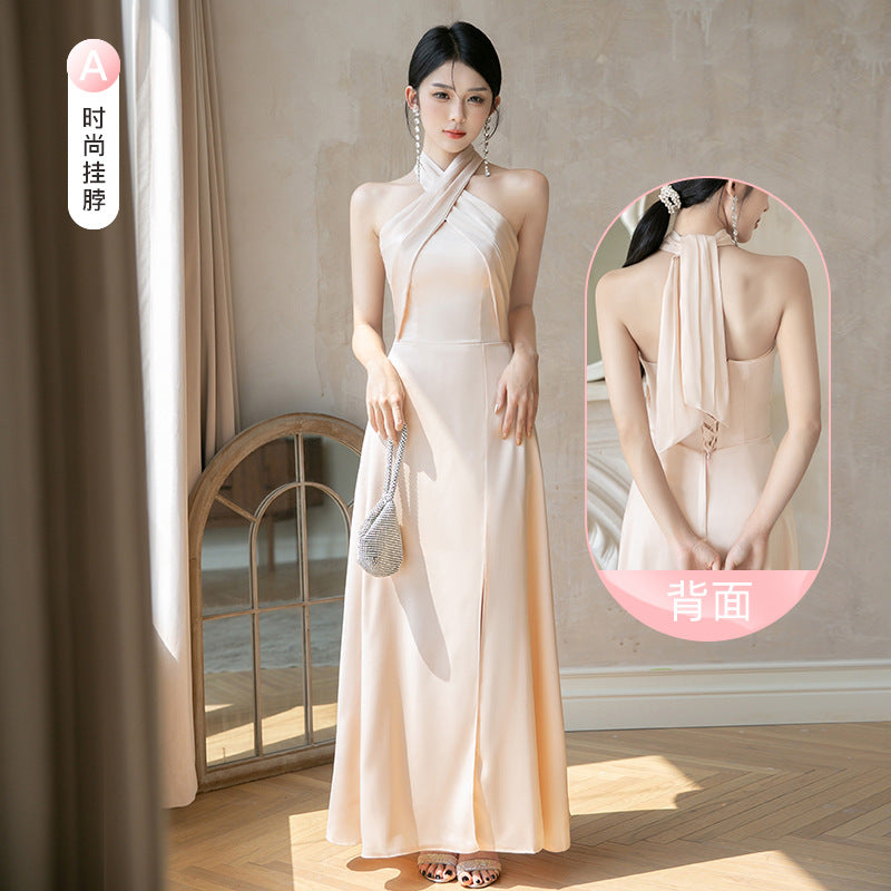 Champagne Satin Bridesmaid Dress