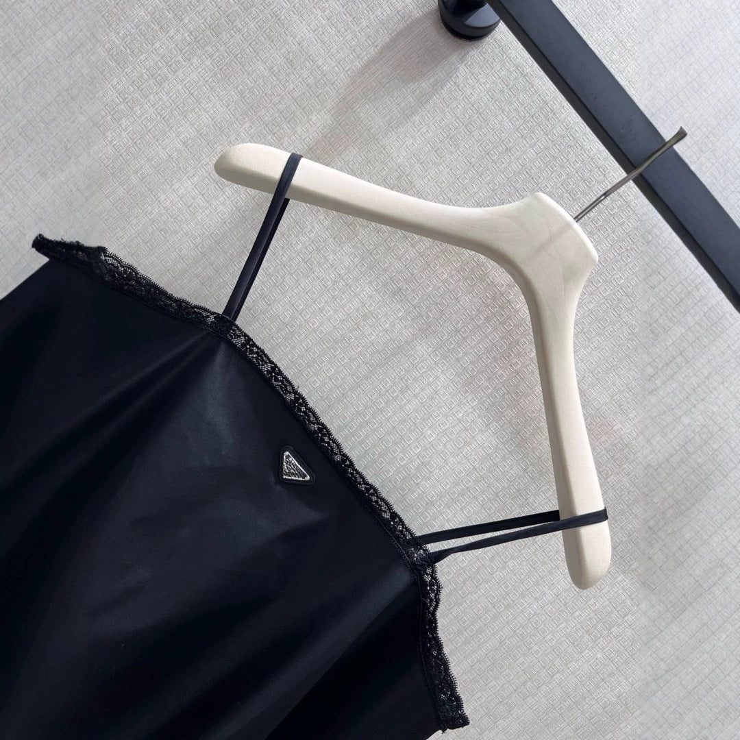 Black Spaghetti Strap Wedding Guest Dress