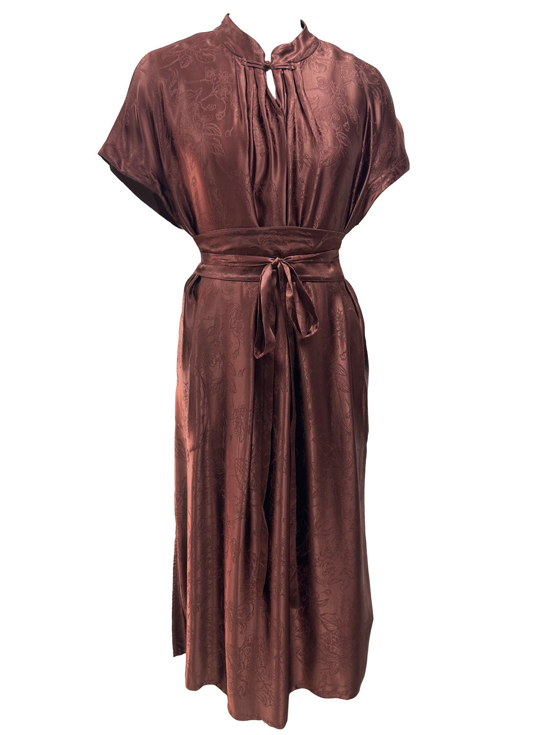 Black Satin Jacquard Plus Size Formal Dress