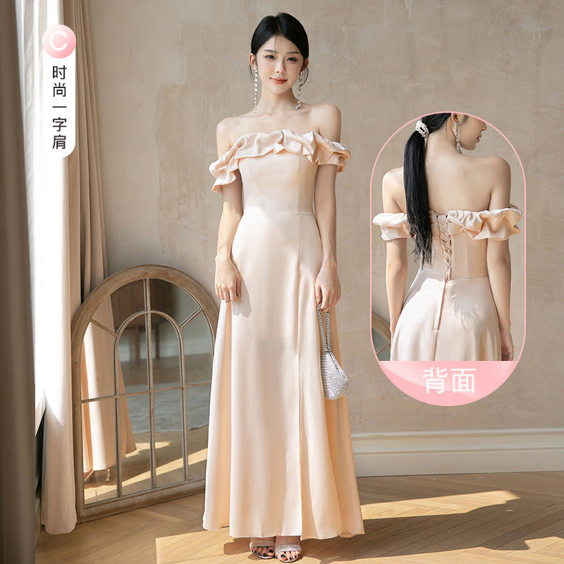 Champagne Satin Bridesmaid Dress