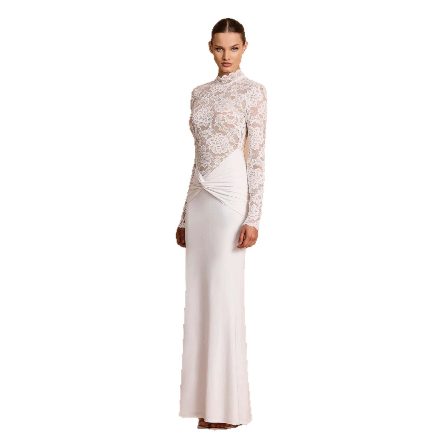 Black Lace Long Sleeve Mermaid Wedding Guest Dress