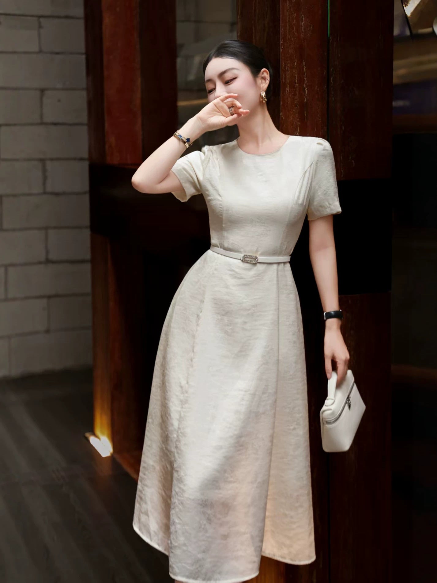 White Satin Graduation Dress
