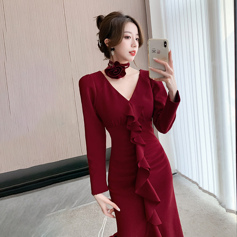 Black Long Sleeve Mermaid Long Prom Dress