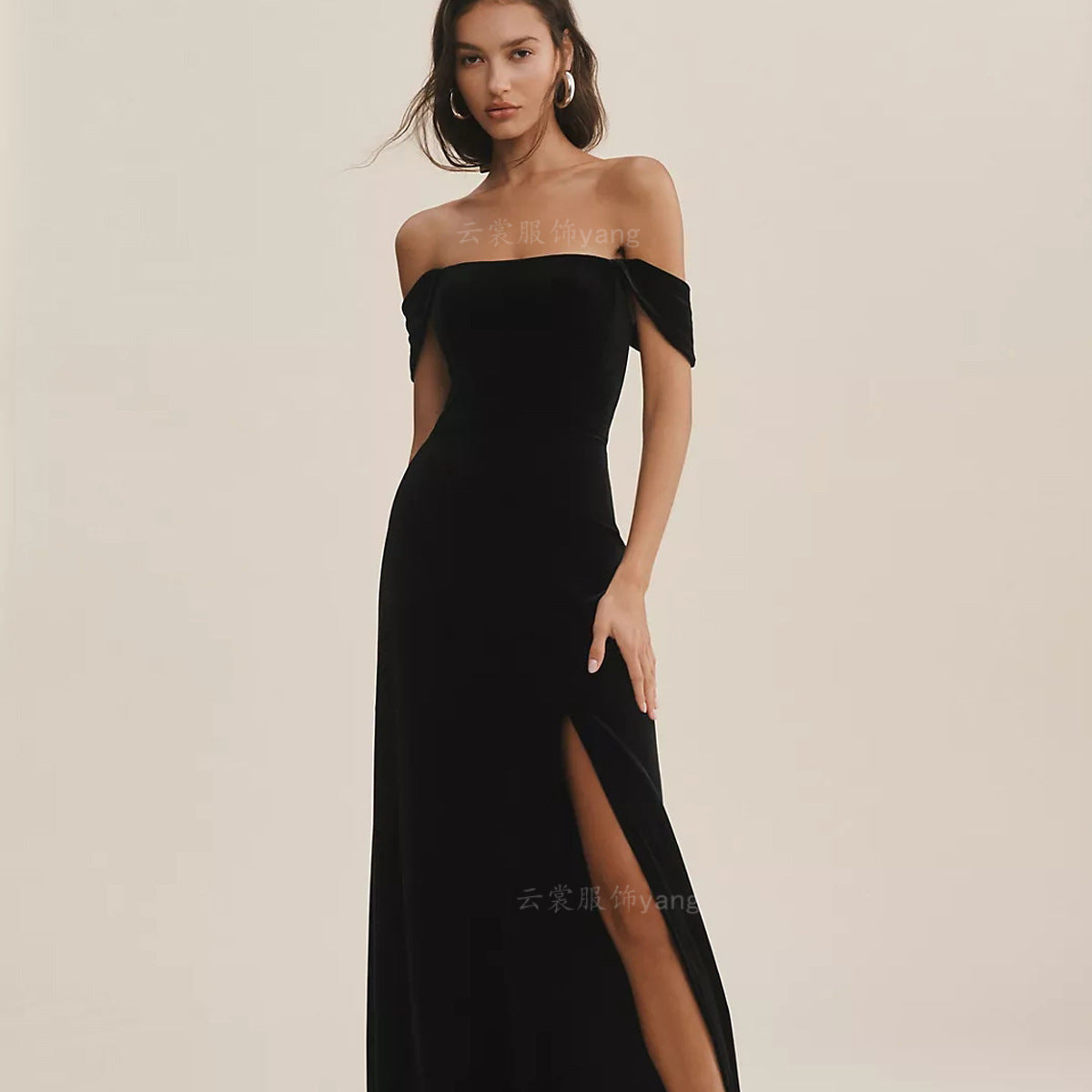 Black Formal Satin Bridesmaid Dress