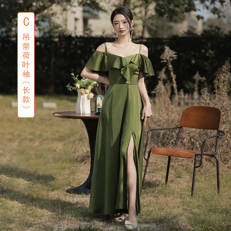 Green Satin Bridesmaid Dress