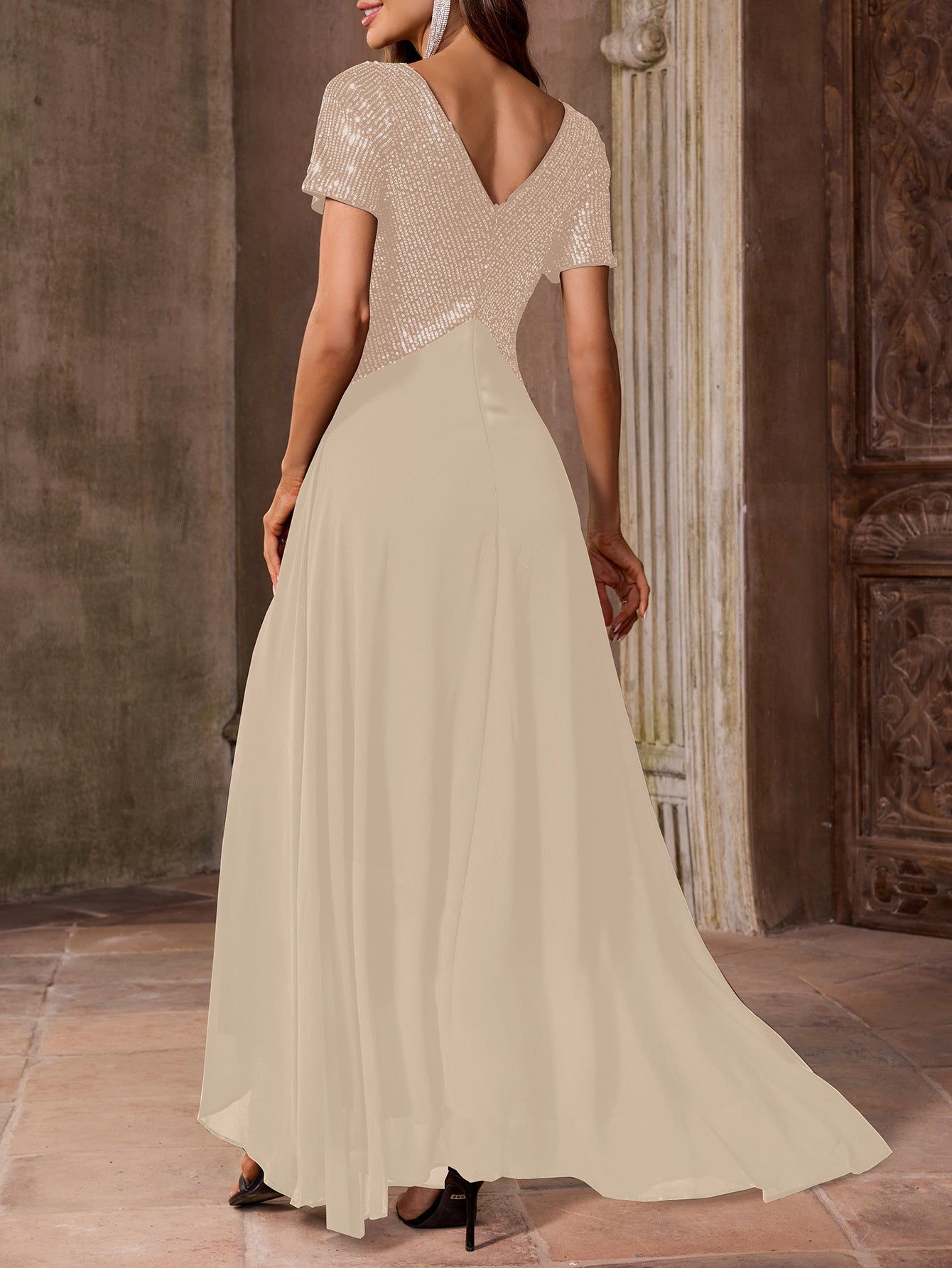 Chiffon V-Neck Wedding Guest Dress