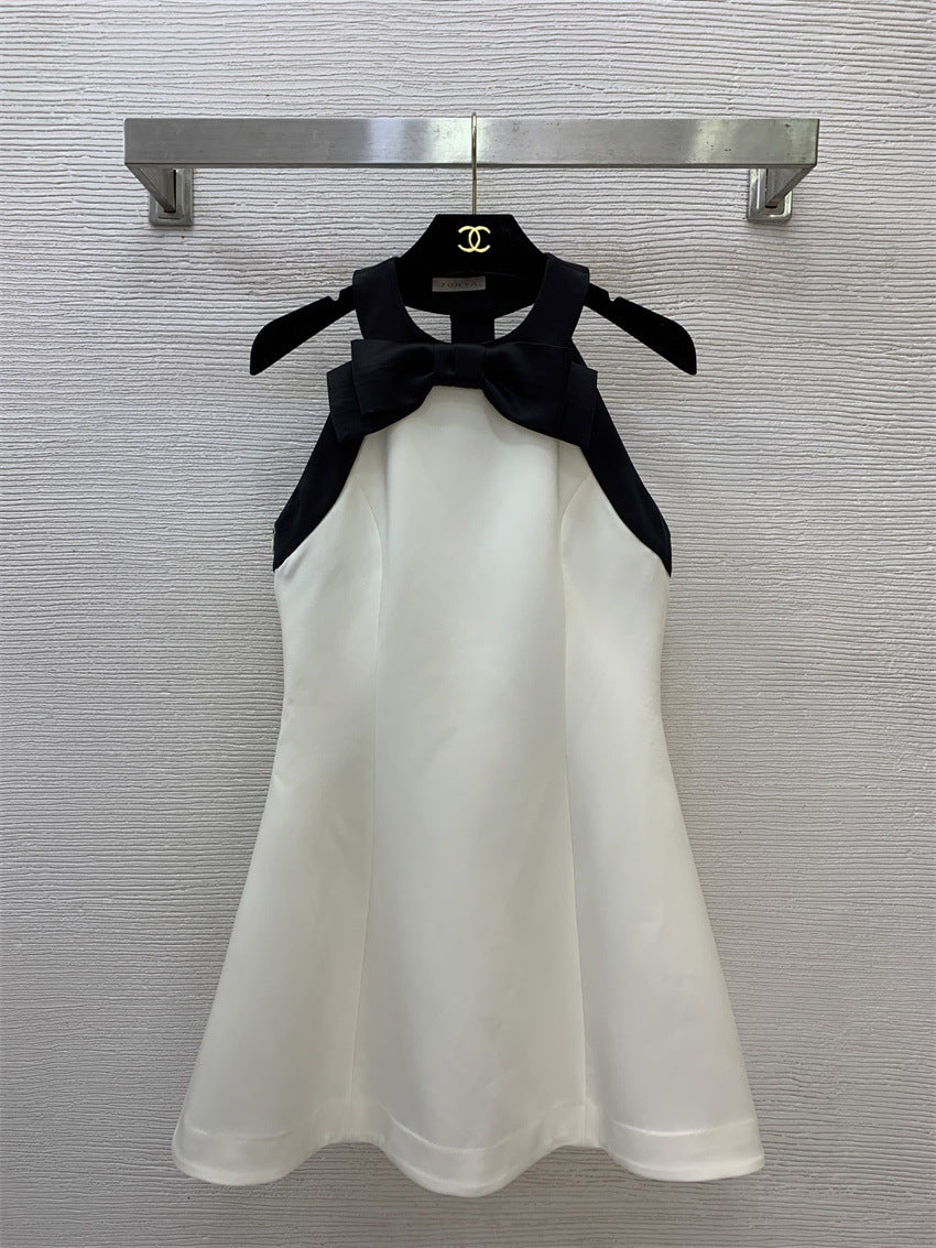 Black Satin Halter Graduation Dress