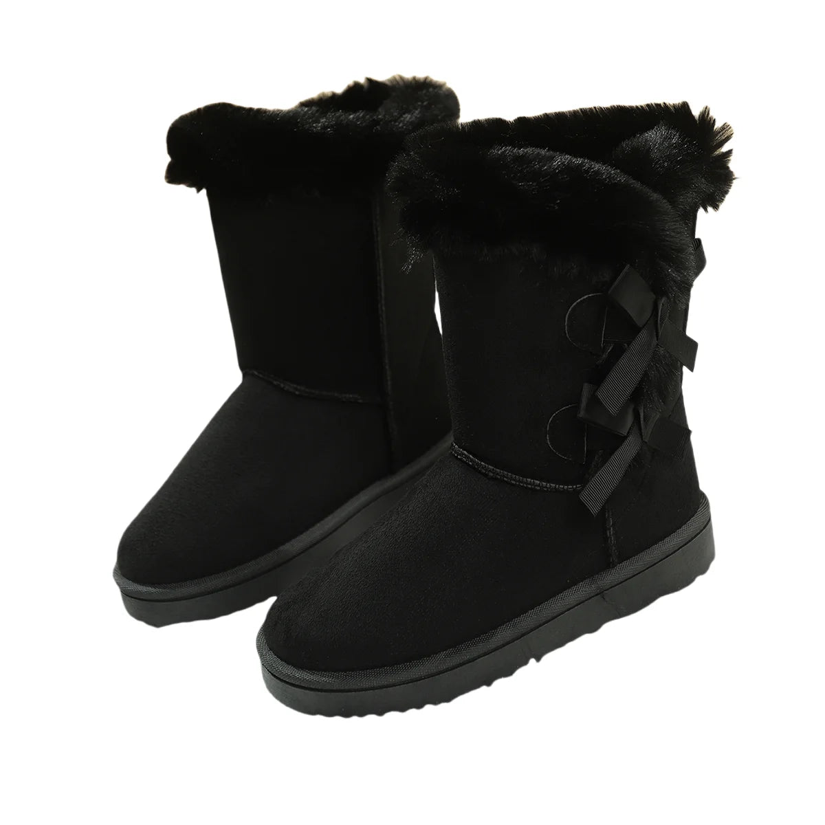 Black bow snow boots, product view