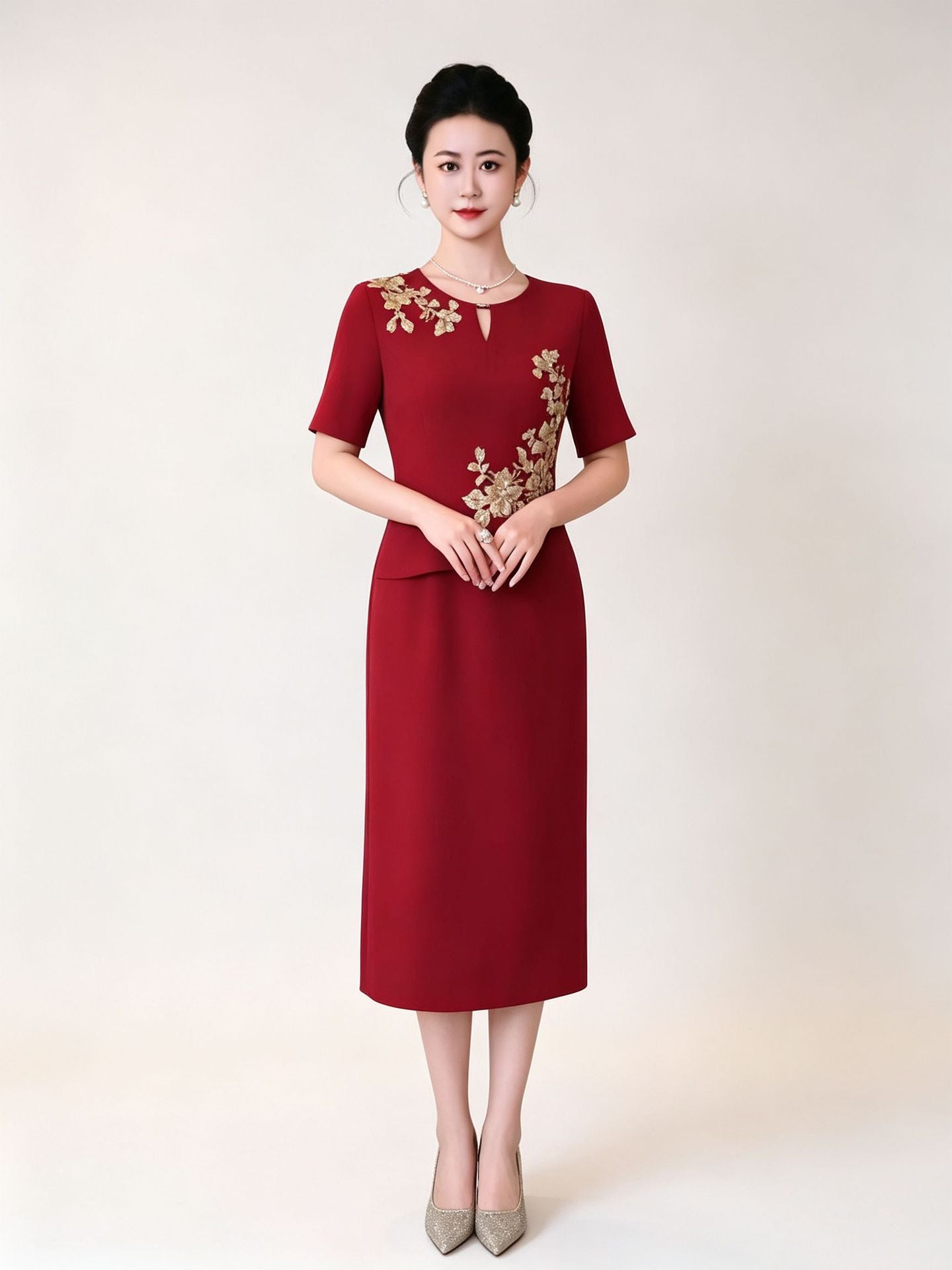 Wine Two Piece Bodycon Long Prom Dress