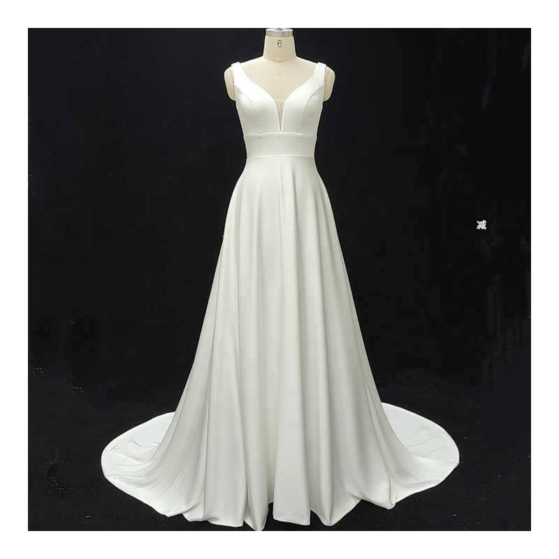 White Satin V-Neck Bridesmaid Dress