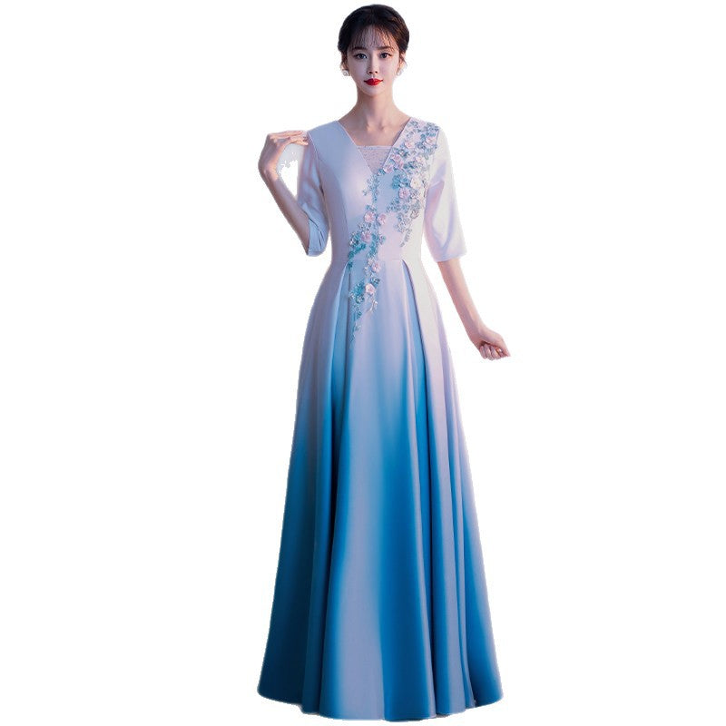 Satin V-Neck Bridesmaid Dress