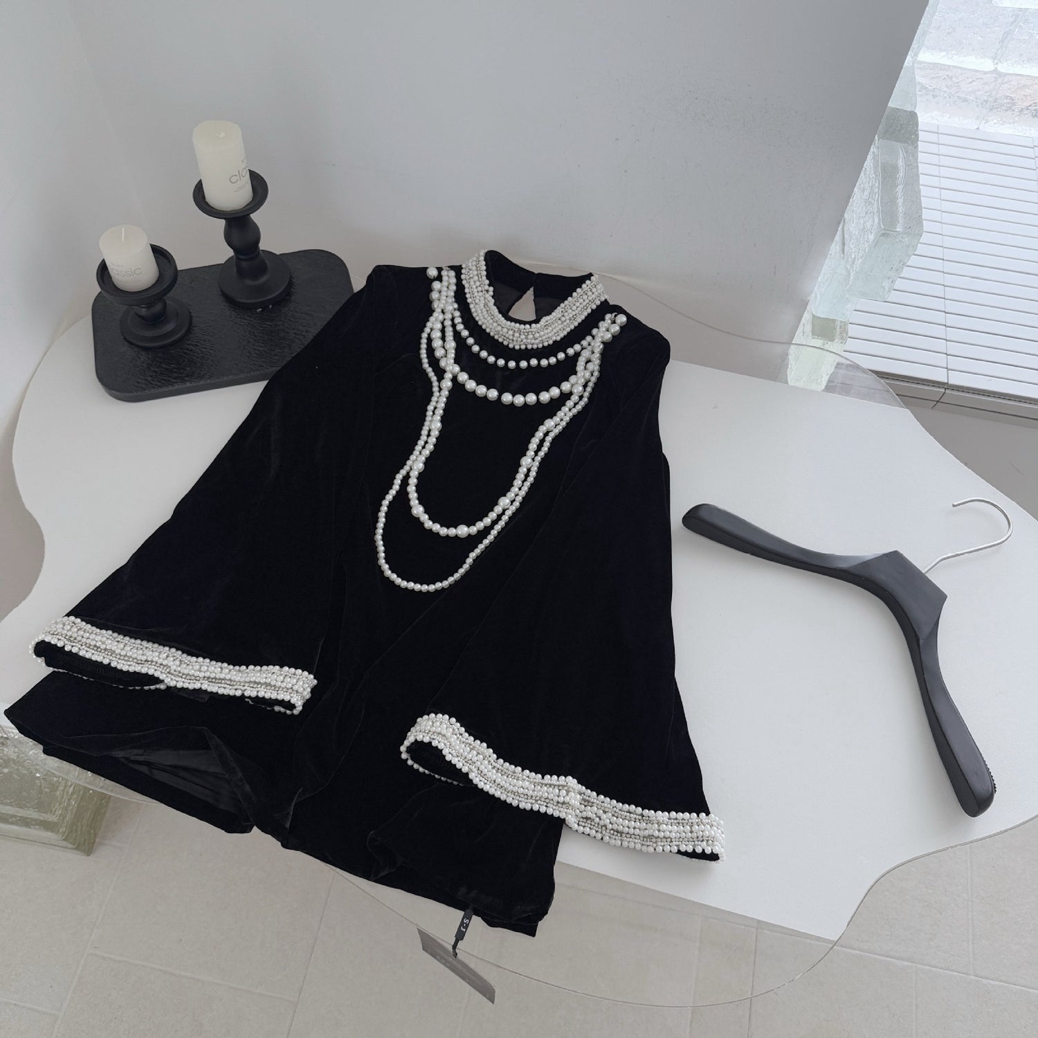 Black Velvet Lace Short Homecoming Dress