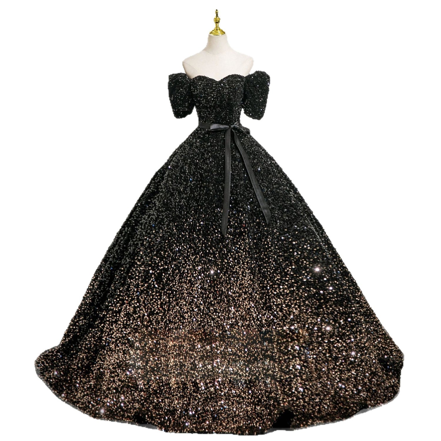 Black One-Shoulder Sequin Plus Size Formal Dress