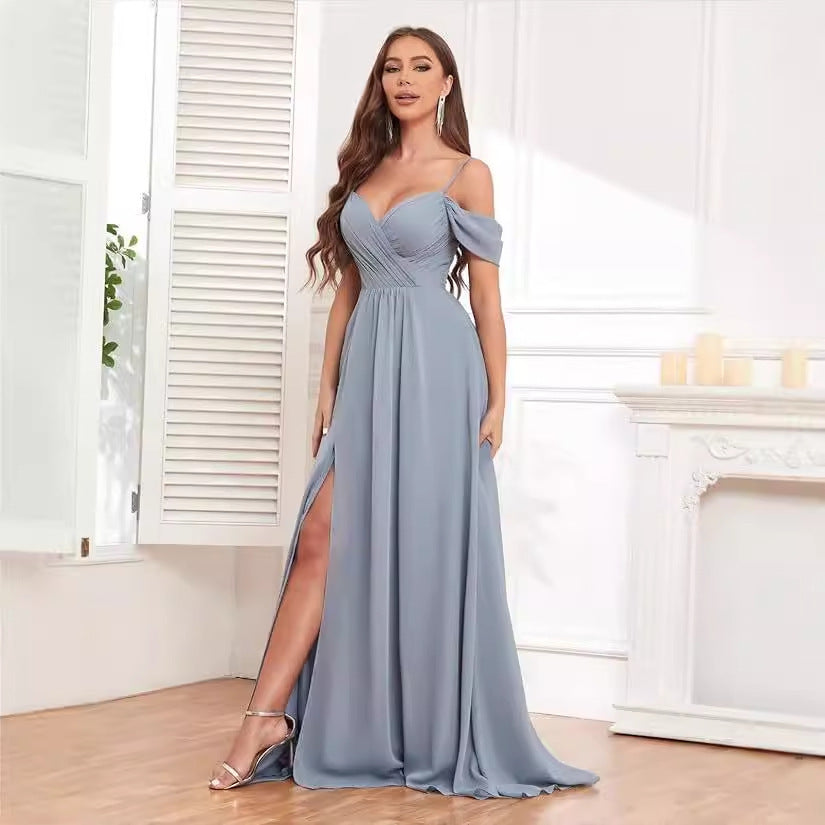 Chiffon Spaghetti Strap Bridesmaid Dress