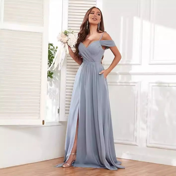 Chiffon Spaghetti Strap Bridesmaid Dress