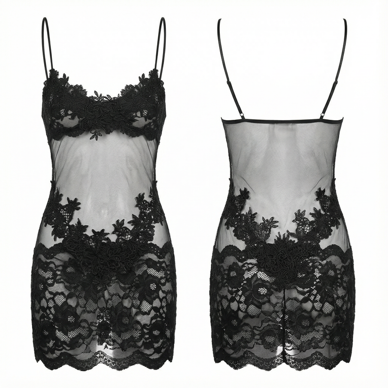 Black White Lace Slip Dress