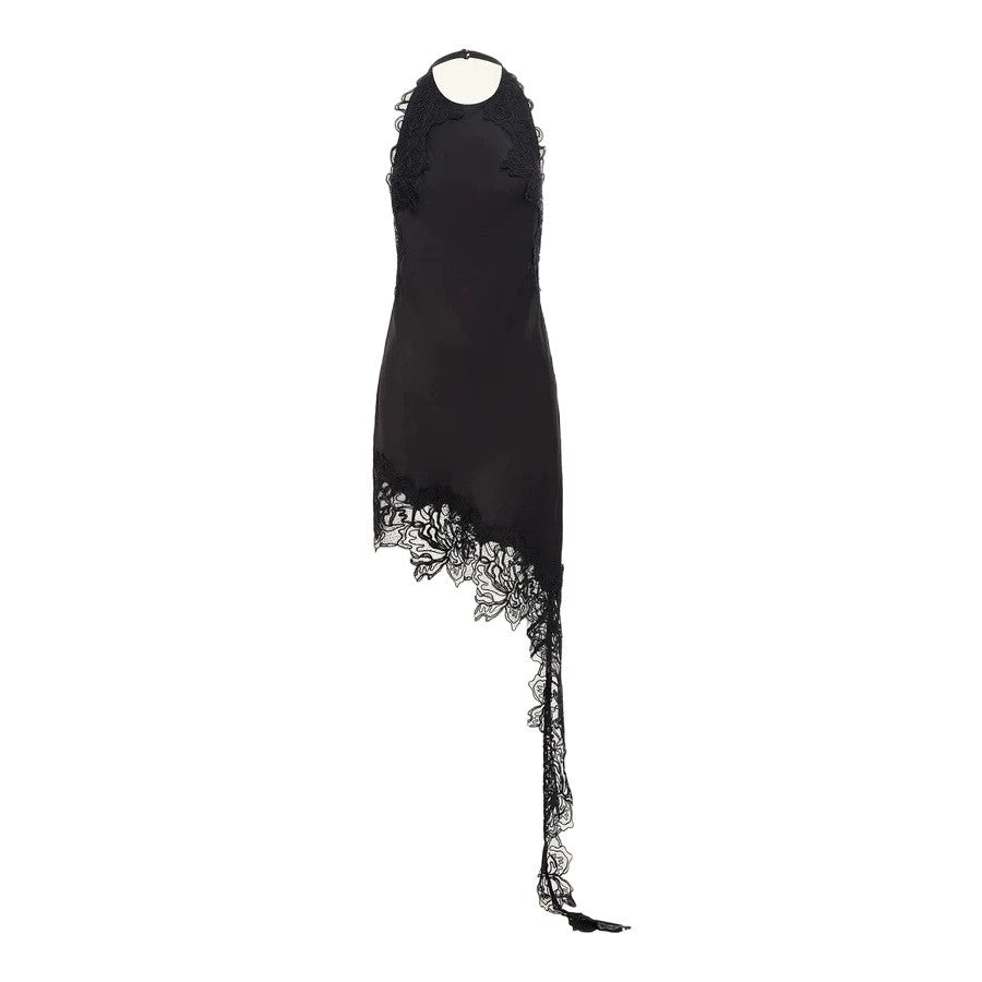 Black Lace Halter Short Homecoming Dress