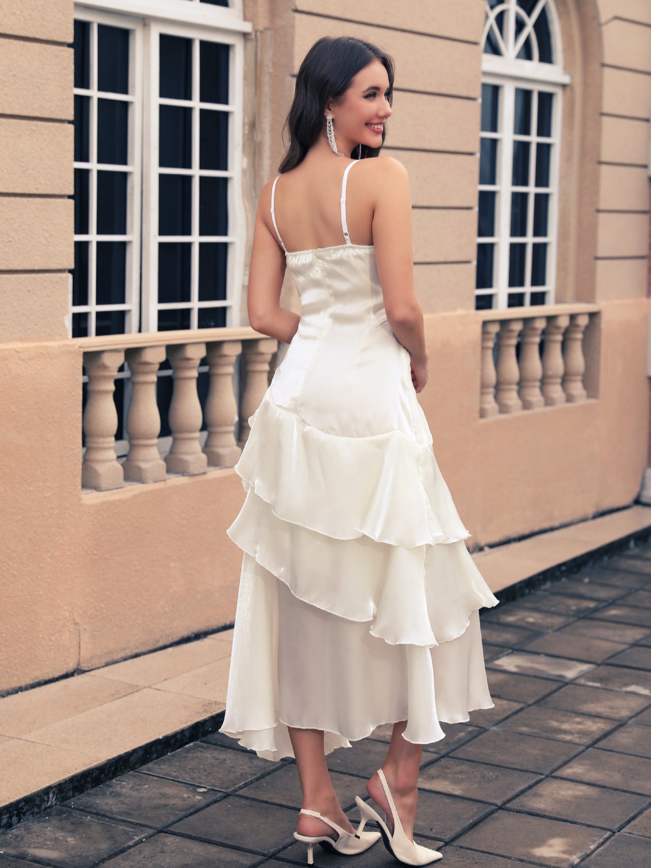 Ivory Spaghetti Strap Long Prom Dress