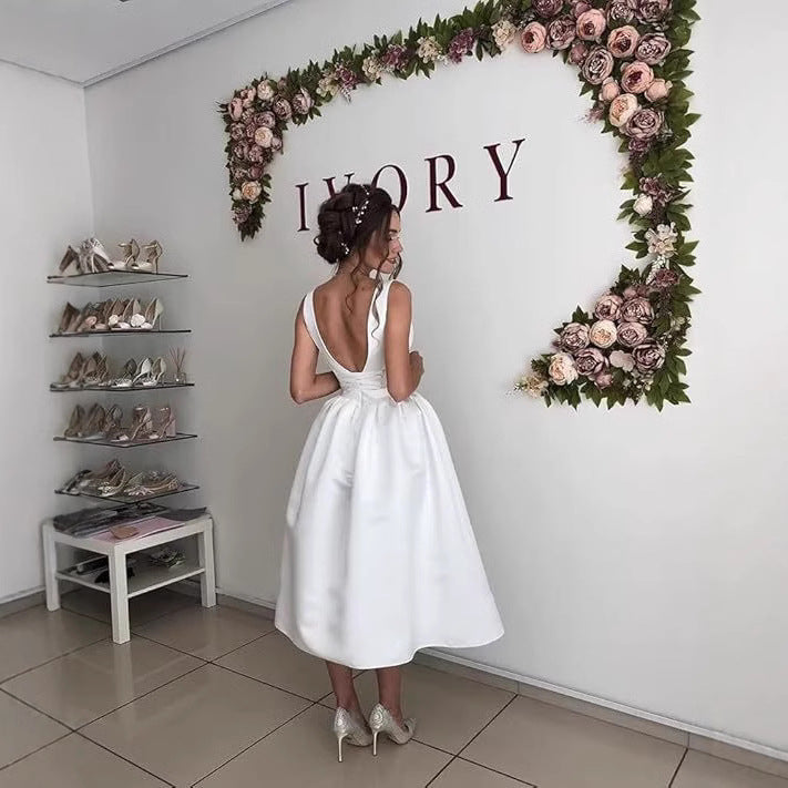 White Satin Bridesmaid Dress