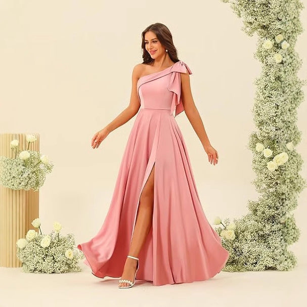 Satin Bow Bridesmaid Dress