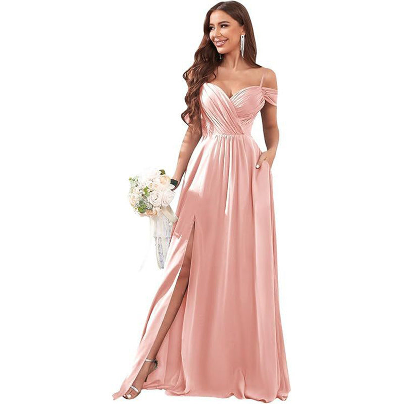 Chiffon Spaghetti Strap Bridesmaid Dress
