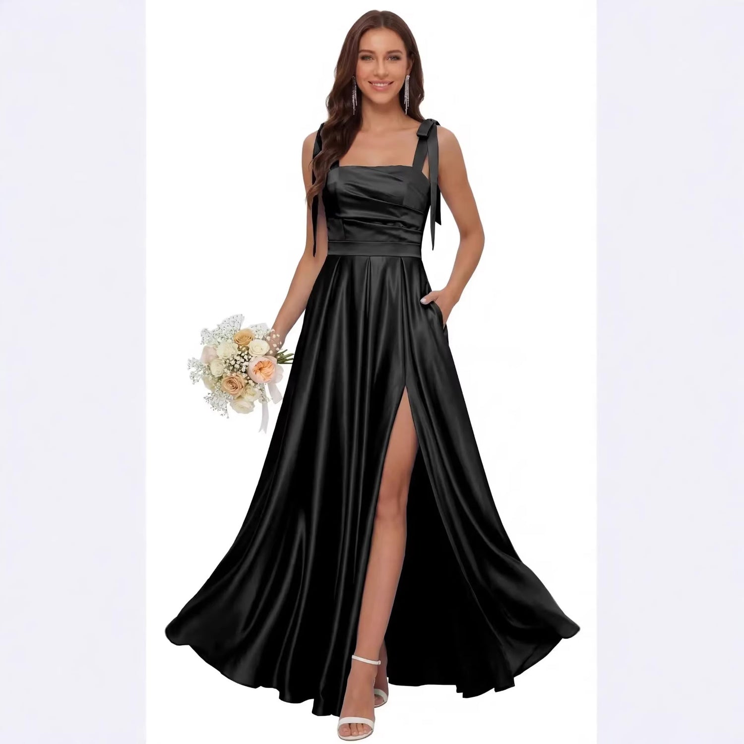 Satin Spaghetti Strap Bridesmaid Dress