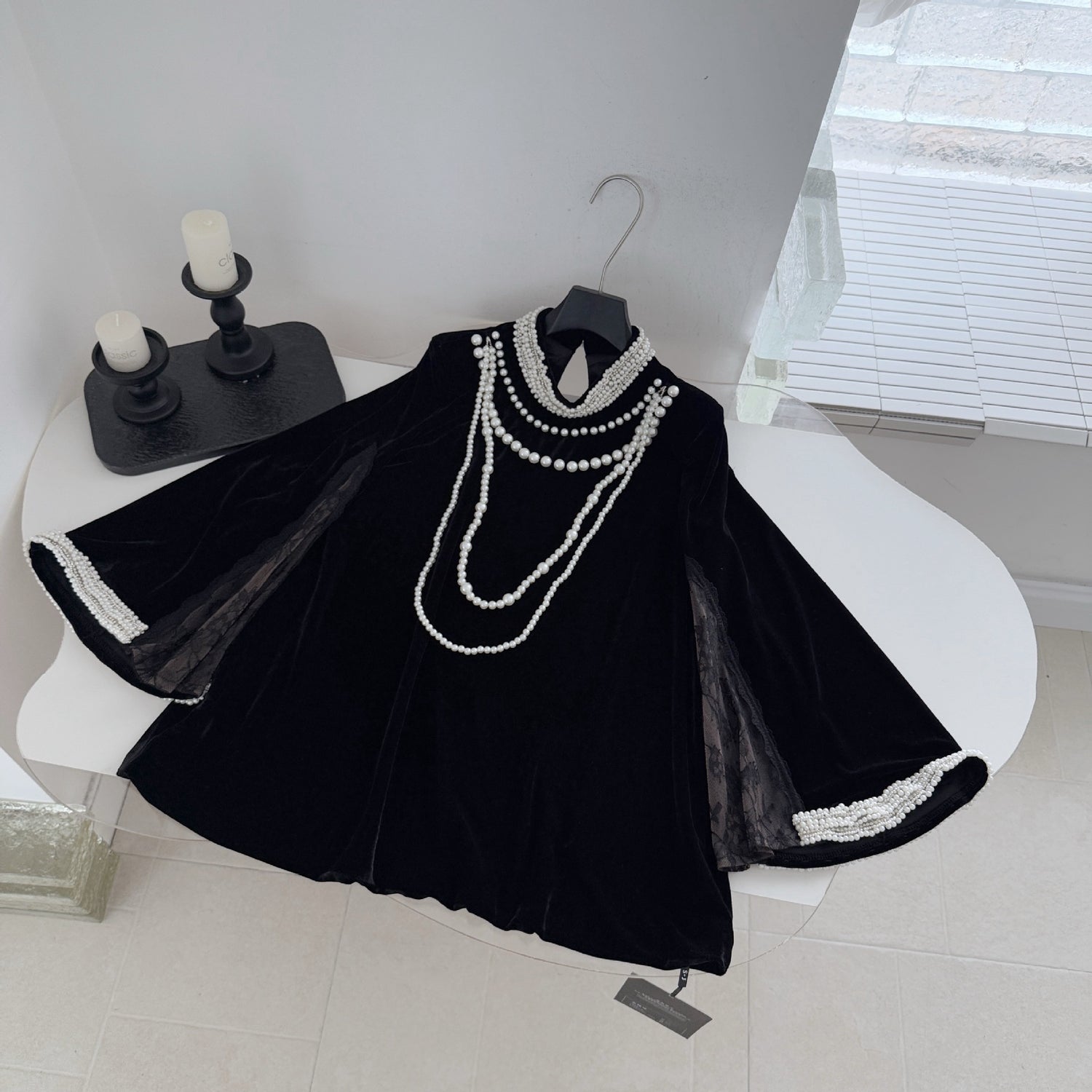 Black Velvet Lace Short Homecoming Dress