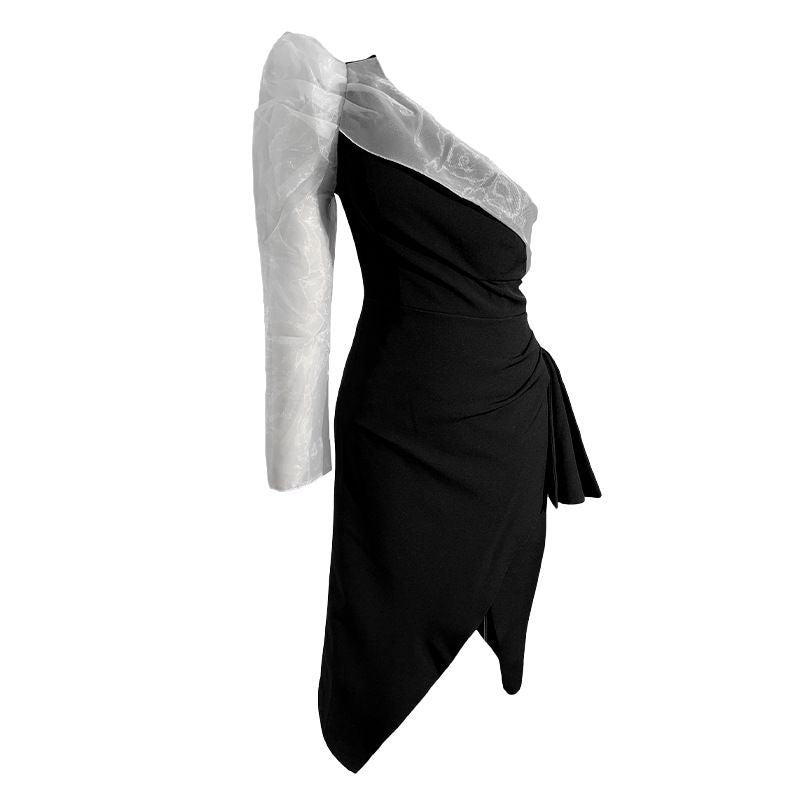 Black One-Shoulder Bodycon Short Homecoming Dress
