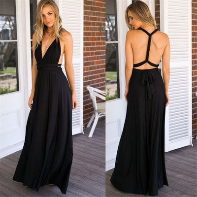 Black Backless Long Prom Dress