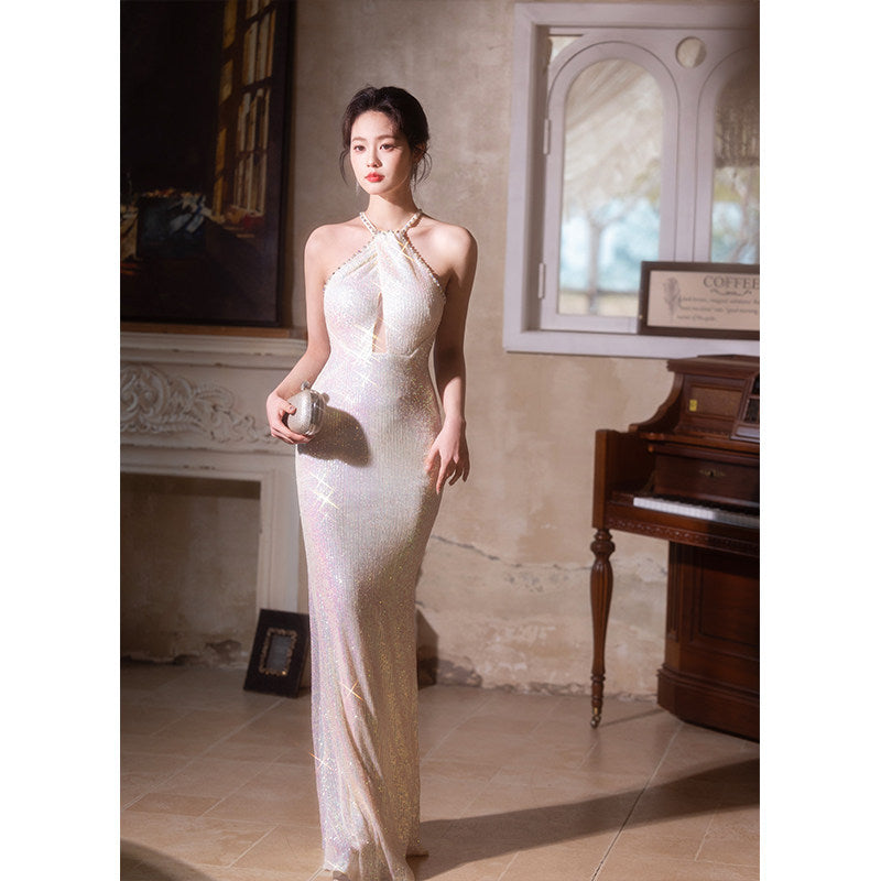 Satin V-Neck Sleeveless Bridesmaid Dress