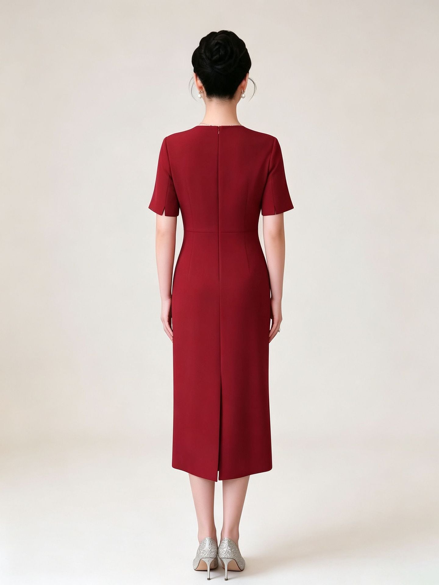 Wine Two Piece Bodycon Long Prom Dress