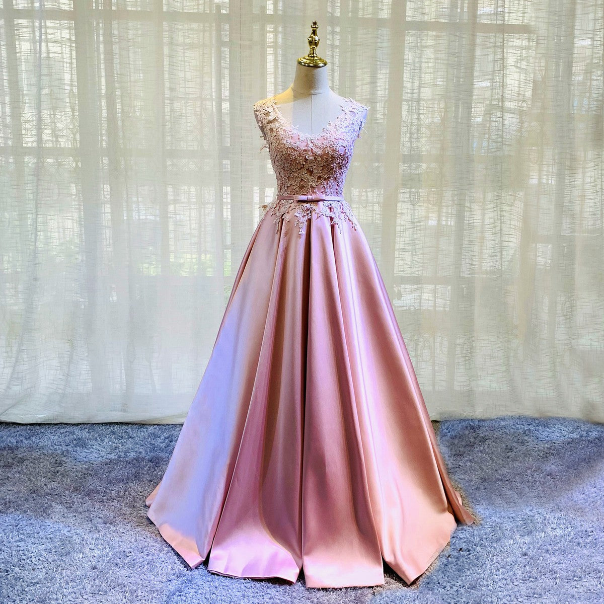 Pink Satin Bridesmaid Dress