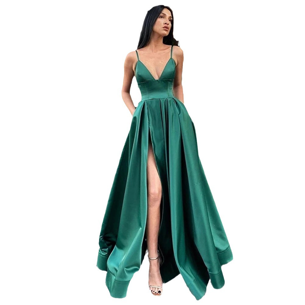 Satin Slit Bridesmaid Dress