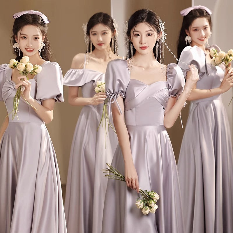 Purple Satin Bridesmaid Dress