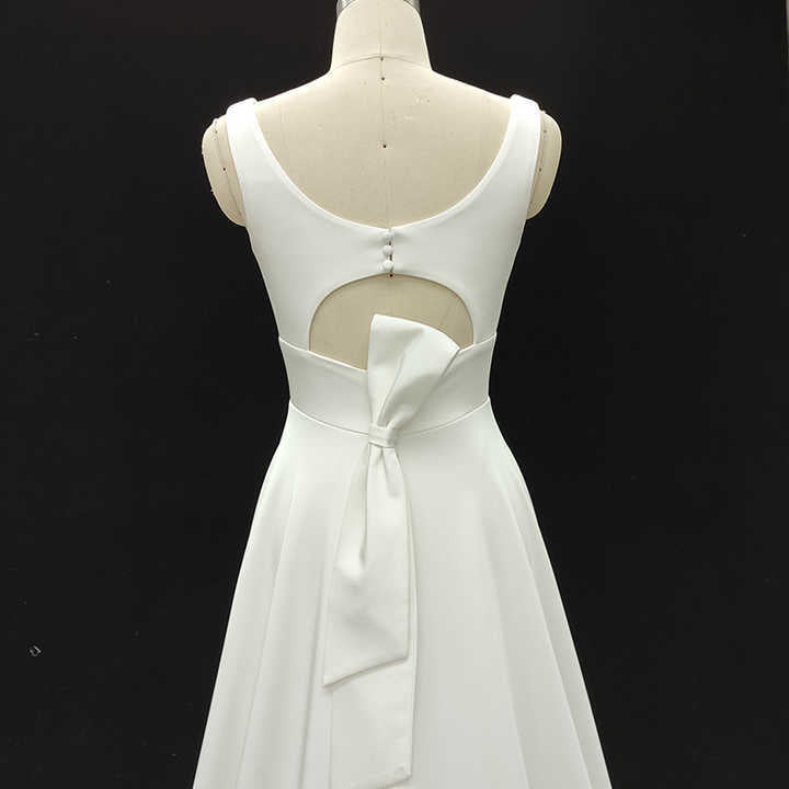 White Satin V-Neck Bridesmaid Dress