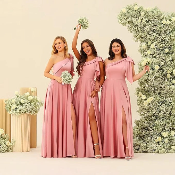 Satin Bow Bridesmaid Dress