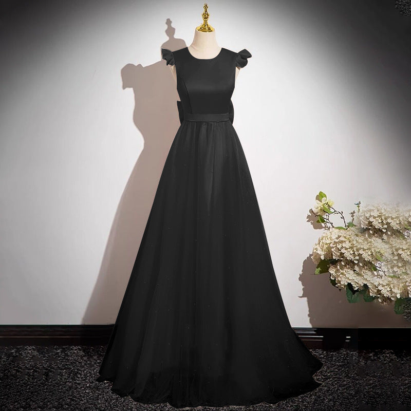 Black Satin Bridesmaid Dress