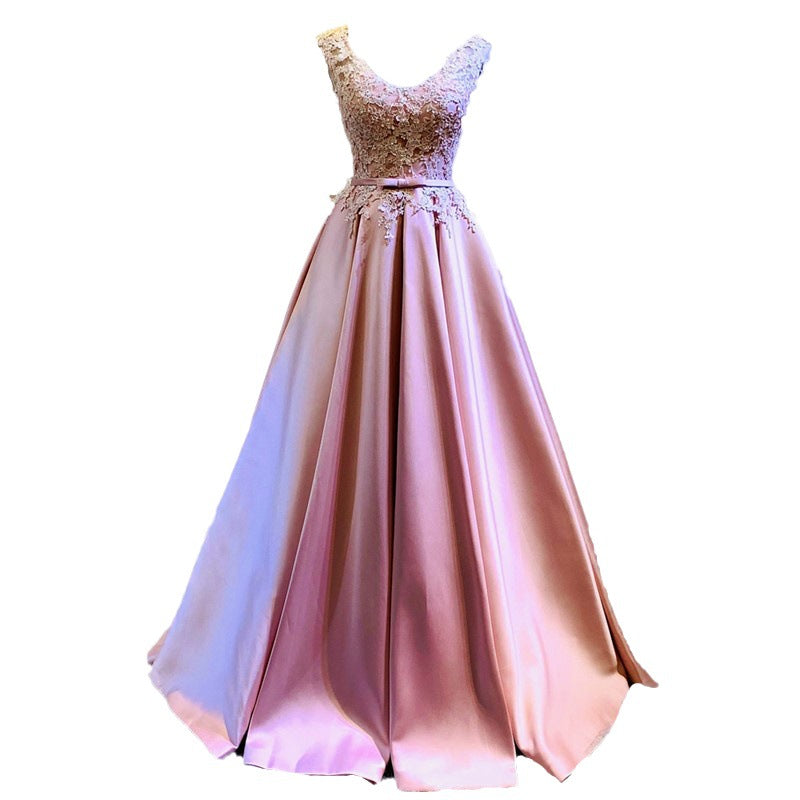 Pink Satin Bridesmaid Dress