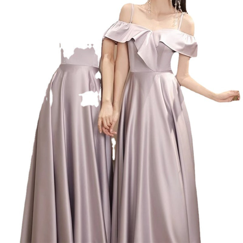 Purple Satin Bridesmaid Dress