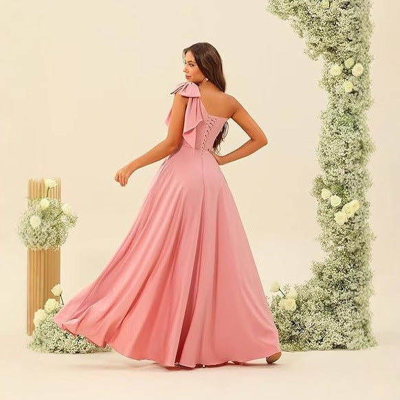 Satin Bow Bridesmaid Dress