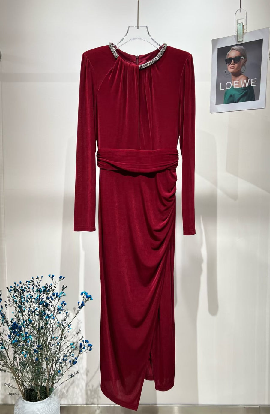 Black Knit Round Neck Long Prom Dress