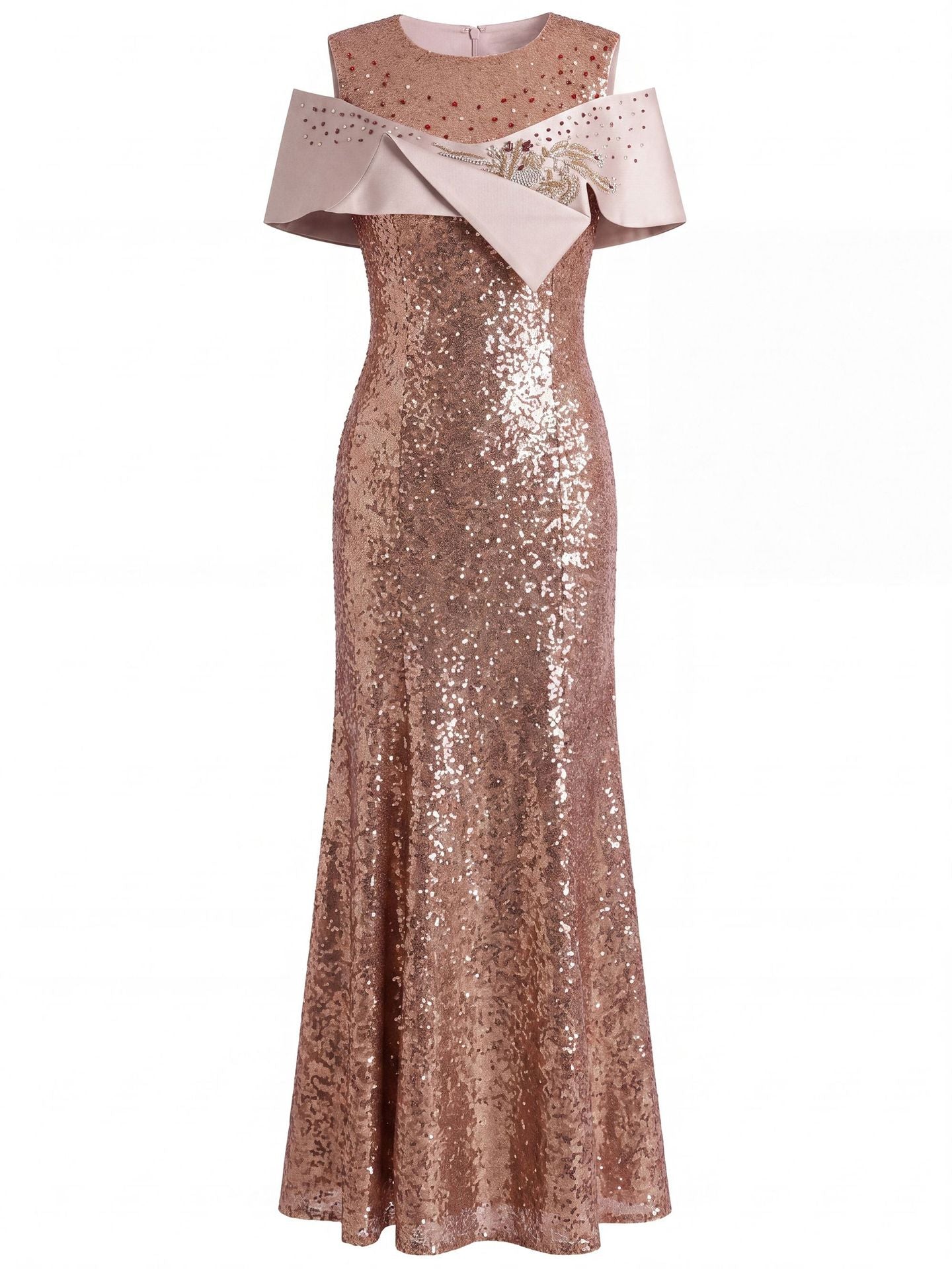 Burgundy Sequin Long Prom Dress