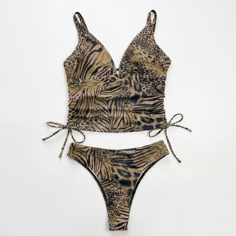 Brown Leopard Bikini Set