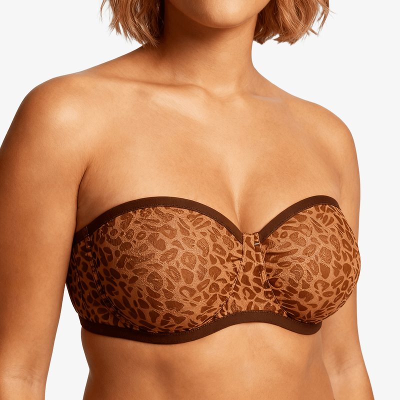 Leopard Brown Strapless Bra