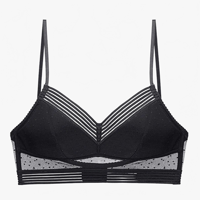 Black Beige Lace Bra