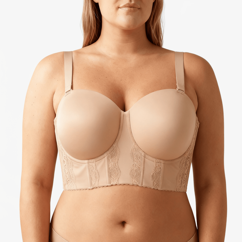 Nude Wide-Band Wireless Bra with Removable Straps