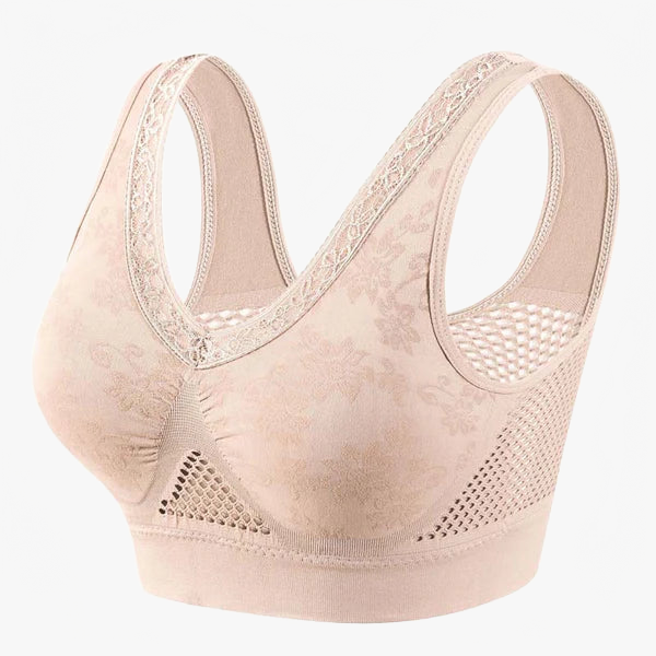 Beige Black Lace Bra