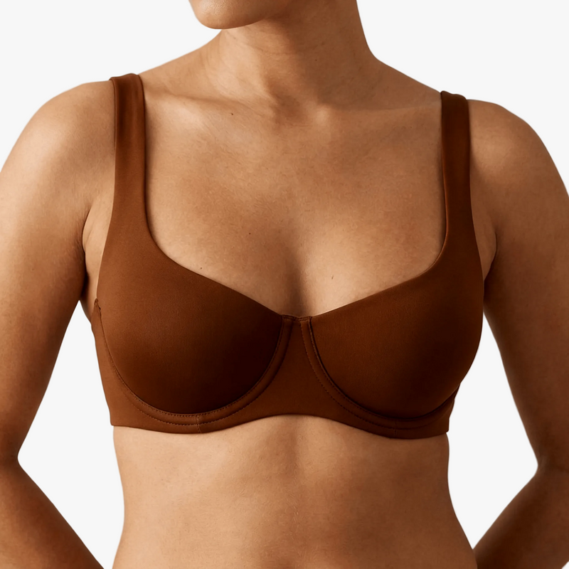 Brown White Bra